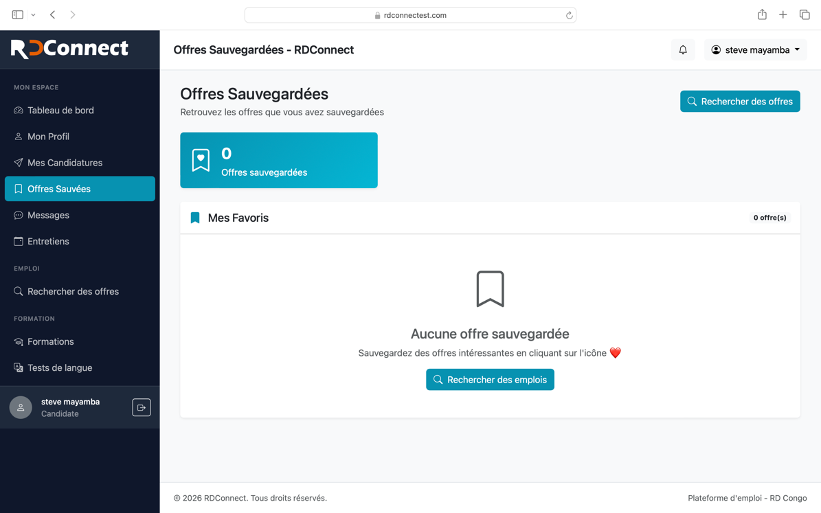 Offres sauvegardées